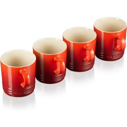 Le Creuset - 4 mokken in cadeauverpakking - kersenrood