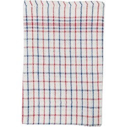 iSleep Theedoeken set 24 stuks - 65x65 - Horecakwaliteit - Blauw rood geruit