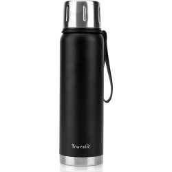 TravelR Thermosfles - Thermoskan - Drinkfles - Isoleerfles - BPA Vrij - Roestvrij Staal - 750 ML - Mat Zwart