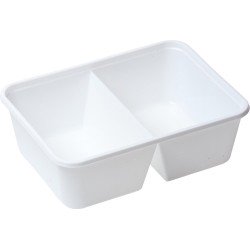 Vershoudbakjes - Vershouddoos - Meal Prep Bakjes Met Deksel - 2 vak  - Magnetron bak - 1000ml - Wit - 25 stuk