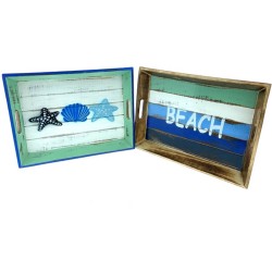 Dienblad Beach en zeester blauw/wit