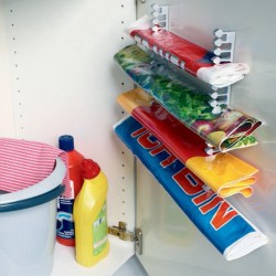 Ruco Plastic tasjes houder 2 stuks - Grijs - Ophangen zonder boren