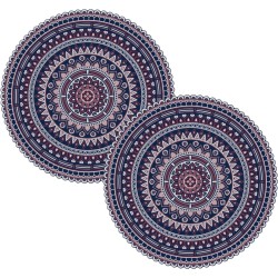 10x stuks Ibiza stijl ronde donkerblauwe placemats van vinyl D38 cm - Antislip/waterafstotend - Stevige top kwaliteit