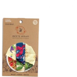 Bee's Wrap 3-pack Medium multi-print (Honeycomb/Botanical/Fresh Fruit) | Bijenwasdoek | Duurzame lunch verpakking