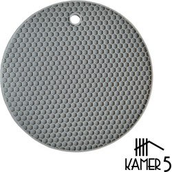 Multifunctionele Siliconen pannenonderzetter / ovenwanten - Hitte bestendig - Anti Slip - Honingraat - Grijs -18 cm