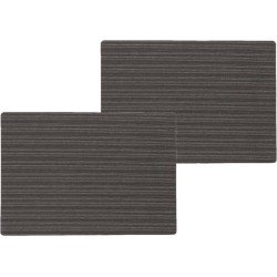 10x stuks stevige luxe Tafel placemats Lines zwart 30 x 43 cm - Met anti slip laag en Pu coating toplaag