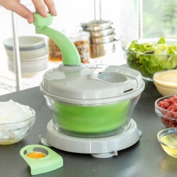 4-in-1 handmatige saladecentrifuge, hakmes en mixer met accessoires en recepten Chopix InnovaGoods