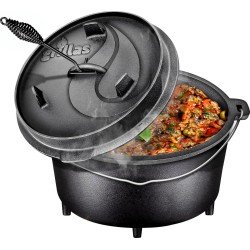 Coazy Grillas 13.6L met pootjes | Dutch Oven | BBQ Gietijzeren pan met deksel | Barbecue Petromax | Braadpan |