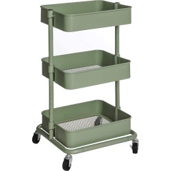 IN.HOMEXL - Dante - Keukentrolley - Keukentrolley op wieltjes - Multifunctionelle trolley - Keukentrolley met lades – Rolkast – Serveerwagen – Groen - 43 x 35 x 73.5 cm