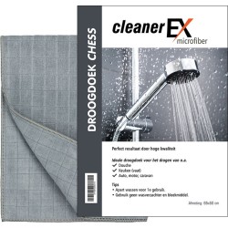 CleanerEX Microvezel droogdoek Chess 65x50cm grijs