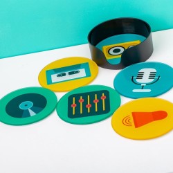 Balvi  Music set van 6 onderzetters in houder