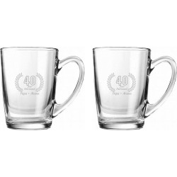 Gegraveerde set Theeglazen 32cl Papa + Mama 40 jaar getrouwd