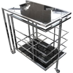 Bartrolley Darrell 77x42x78,5cm zilver Zwart Glas