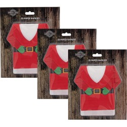 40x stuks kerst thema servetten kerstman trui 22 x 34 cm - Kerstdiner tafeldecoratie versieringen