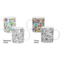 2 set of Dci Color Joy Mug to Color : Nautical & Oasis| Stonware | Handwash after decorating