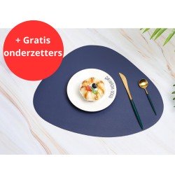 V&P Placemats - blauw - 41 x 34 cm en 13 x 11 cm - beiden 4 Stuks - onderleggers - water afstotend - afneembaar - anti-slip