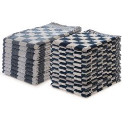 Theedoeken en Keukendoeken Set Blauw - set van 20 – Geblokt – Blokdoeken – 100% katoen – 10 Horeca Theedoeken – 65x65cm - 10 Keukendoeken - 50x50cm