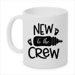 Bedrukte mok met tekst: New to the Crew, Bedrukte beker, Mok met tekst, Zwangerschap, Baby, Gesublimeerde mok, Koffie beker, Collega