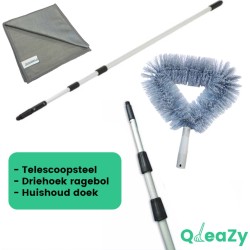 Ragebol driehoek met telescoopsteel, Plumeau uitschuifbaar tot 3 meter! Professionele set.