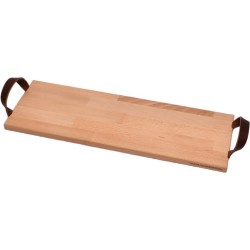 Beuken Snijplank 50cm x 18cm met lederen handvatten - Borrelplank - Serveerplank - Van Aaken Design