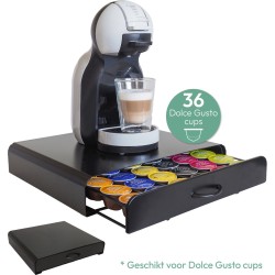 Gadgy Dolce Gusto capsulehouder - Capsulehouder met lade - Cuphouder 36 capsules - Padhouder - RVS - Zwart