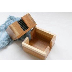 Leistenen Onderzetters 8 Stuks Met 1 Houten Houder - Glasonderzetter - Glazen - Hout - Leisteen - Anti Slip