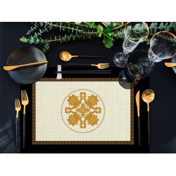 Zijou Placemats Gouden patroon linnen set van 4 - 35x50 cm