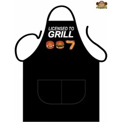 Partychimp Schort 'Licenced To Grill' Barbecue Bbq Accesoires Vaderdag Cadeau - 80 x 56 cm - Polykatoen - Zwart