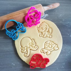 Koekjesvorm | 3-delige set | Dieren | Olifant - Landschildpad - Octopus | Cookie cutter | Uitsteekvorm | Bakvorm | 8cm