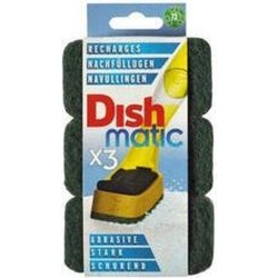 Dishmatic Schuursponsjes Navulling | 3 Sponsjes | Voor Afwasborstel Met Zeep Dispenser