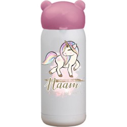 Drinkbeker roze voor kinderen unicorn met eigennaam-verjaardag cadeau-schoolbeker RVS-let op mail voor naam