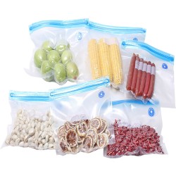 Hersluitbare vacuumzakken - 26 x 34cm (25 stuks) - Ziploc - Hersluitbaar - Met ventiel - Ziva - BPA Vrij - Ziplock - Geschikt voor sous vide - Compatible met Foodsaver en Caso - Gripzak - Voedselveilig - Herbruikbaar - Transparant - Hoge Kwaliteit