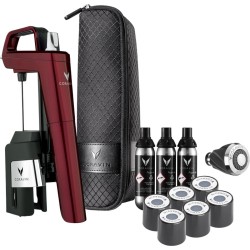 Coravin - Timeless Model Six+ wijnbewaarsysteem - 3 Coravin Pure Argon Capsules, 6 Coravin Schroefdoppen, een Coravin Beluchter en een Draagkoffer - in bordeauxrood