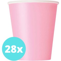 Bekers Karton Roze - 28 stuks - Kartonnen Bekers 250ml - Wegwerp bekers - Bekers Karton Verjaardag Kinderen - Kinder Feestje Kind - Limonadebekers - Koffie / Siroop - Bekers Papier - 28 Stuks van 250 ml Fel Roze