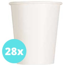 Bekers Karton Wit - 28 stuks - Kartonnen Bekers 250ml - Wegwerp bekers - Bekers Karton Verjaardag Kinderen - Kinder Feestje Kind - Limonadebekers - Koffie / Siroop - Bekers Papier - 28 Stuks van 250 ml Wit