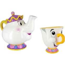 Disney - Mevrouw Potts - Theepot en Chip Mok - Geschenkset - Wit - 400ml