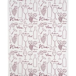 Clarysse Theedoek Wine Bottles Print Rood 50x70cm