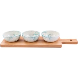 Bowls and Dishes Espuma 3-Schaaltjes set 11cm op plank 2cm mint - Borrel tip!