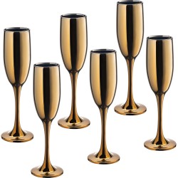 Vikko Décor - Champagne Glazen - Set van 6 Champagne Coupe - Flutes - Goud