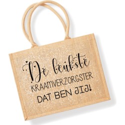 Glittertas cadeau kraamverzorgster kraamhulp-De leukste kraamverzorgster dat ben jij