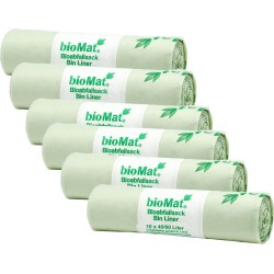 BioMat - Composteerbare vuilniszakken - 10 x 40/60 liter - 6 rollen - Maiszetmeel