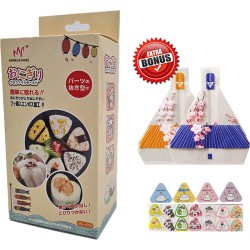 Onigiri Suhsi mal - Sushi vorm - Sushi maker Onigiri - sushi maken incl. 2 Pack - 1 Lepel -Extra bonus 100 Zakken&Stickers