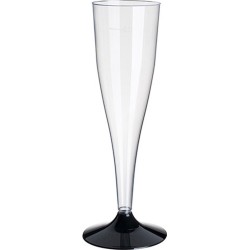 Champagne glas op zwarte voet 100 ml ( 40 stuks)  herbruikbaar