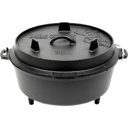 Valhal Outdoor Dutch Oven / Braadpan 6.1L met pootjes - met uitsparing voor kookthermometer - VH6.1L+