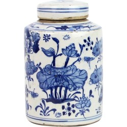 The Ming Garden Collection | Chinees Porselein | Kleine Gemberpot Met Bloemetjes | Blauw & Wit