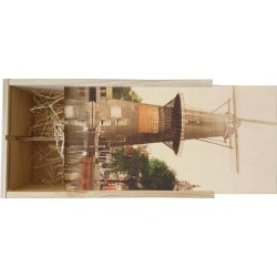 Wijnkist - Oud Stadsgezicht Rotterdam - Molen aan de Coolsingel - Oude Foto Print op Houten Kist - 19x36 cm