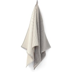 TweeDoek - gebroken wit & warmgrijs - design handdoek en theedoek in één! - Biologisch katoen