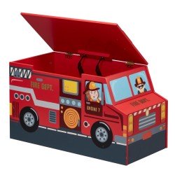 Teamson Kids Houten Speelgoed Opslag Voor Kinder - Kinderslaapkamer Accessoires - Brandweerman Ontwerp