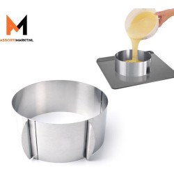 Bakvorm / cakevorm met versteelbare maat van 6 tot 10 cm - roestvrij staal - zilver - koken