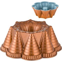 Schmeckpunkt - Layered Tower bronskleur - Tulband bakvorm - cakevorm - Broodvorm - bakblik -  Zwaar gegoten aluminium - 21 cm - Anti aanbak laag